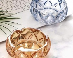 متكة / مكته زجاج ثقيل عسلي مدور مضلع 